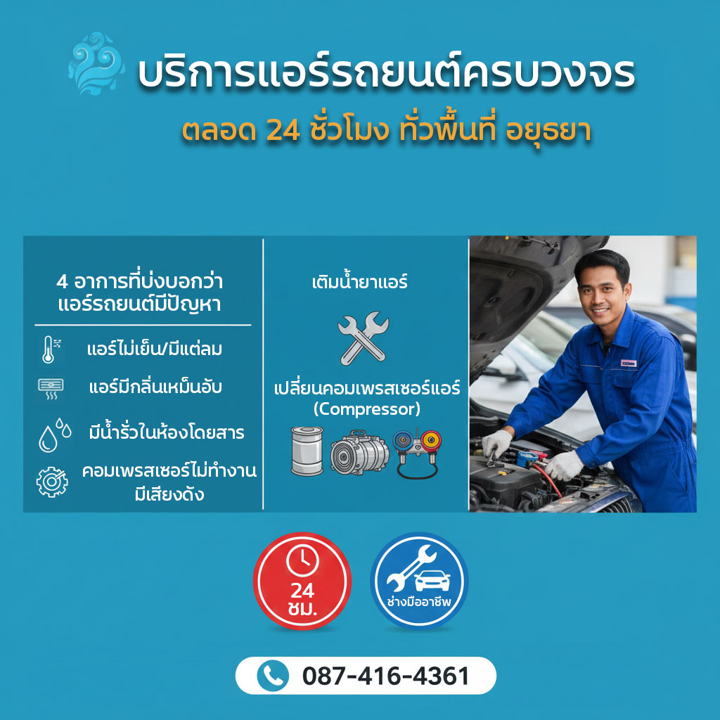 1112แอร์ อาการที่บ่งบอกว่า แอร์รถยนต์ เสีย หรือมีปัญหา