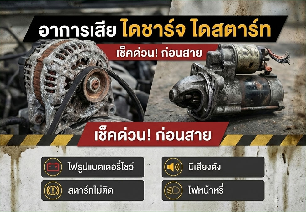 อาการเสีย แบตเตอรี่, ไดชาร์จ หรือ ไดสตาร์ท? เช็คด่วน